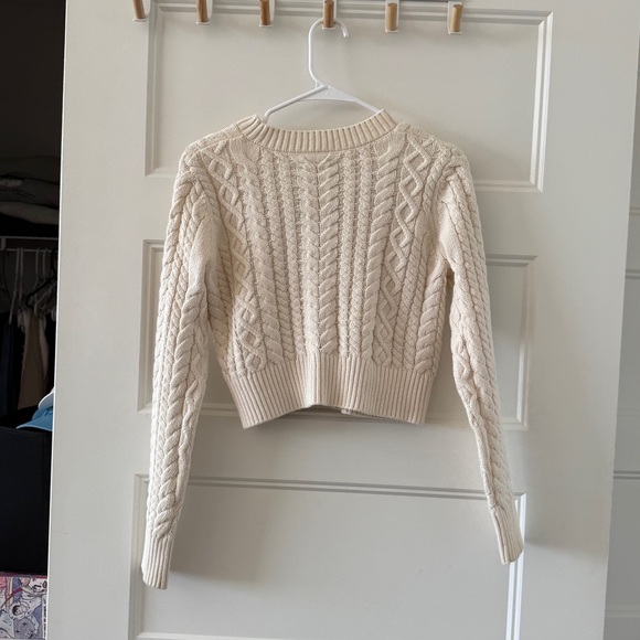 Reformation Cable Knit Cream Cardigan Sweater - Picture 4 of 5